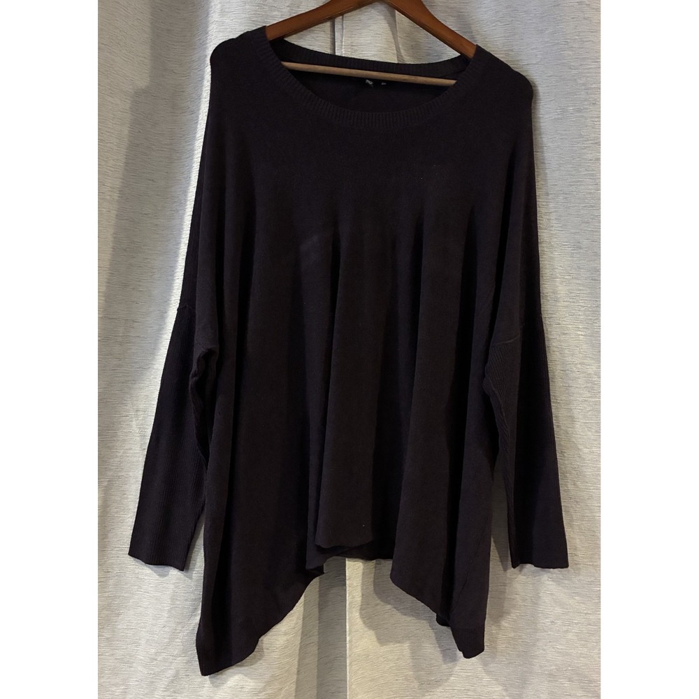 Eileen Fisher Womens Large Purple Tunic Lagenlook Minimalist Luxe Coastal T-342